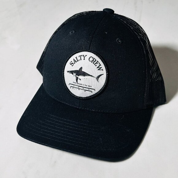 Salty Crew Trucker Hat Snapback Black Mesh One Size Adjustable Cap - Picture 1 of 4